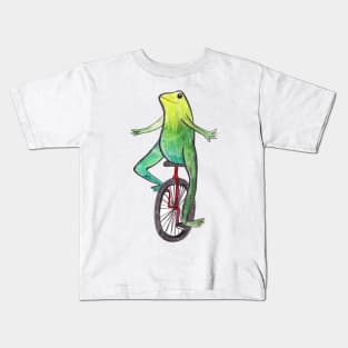 Dat Boi Watercolor Unicycle Frog Kids T-Shirt